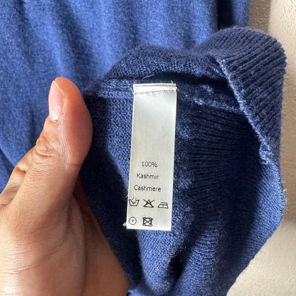 Peter Elliot 100% Cashmere 1/4 Zip Pullover Sweater Mens Blue Luxury‎ XL Large